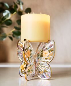 Alternative view of Glass Butterfly Pedestal 3-Wick Candle Holder
