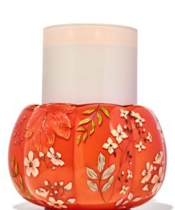 Glass Floral Pumpkin 3-Wick Candle Holder